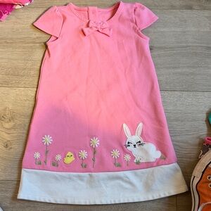 Gymboree Dress Pink Easter Bunny Front Bow Dress. Small seam needs restitching.